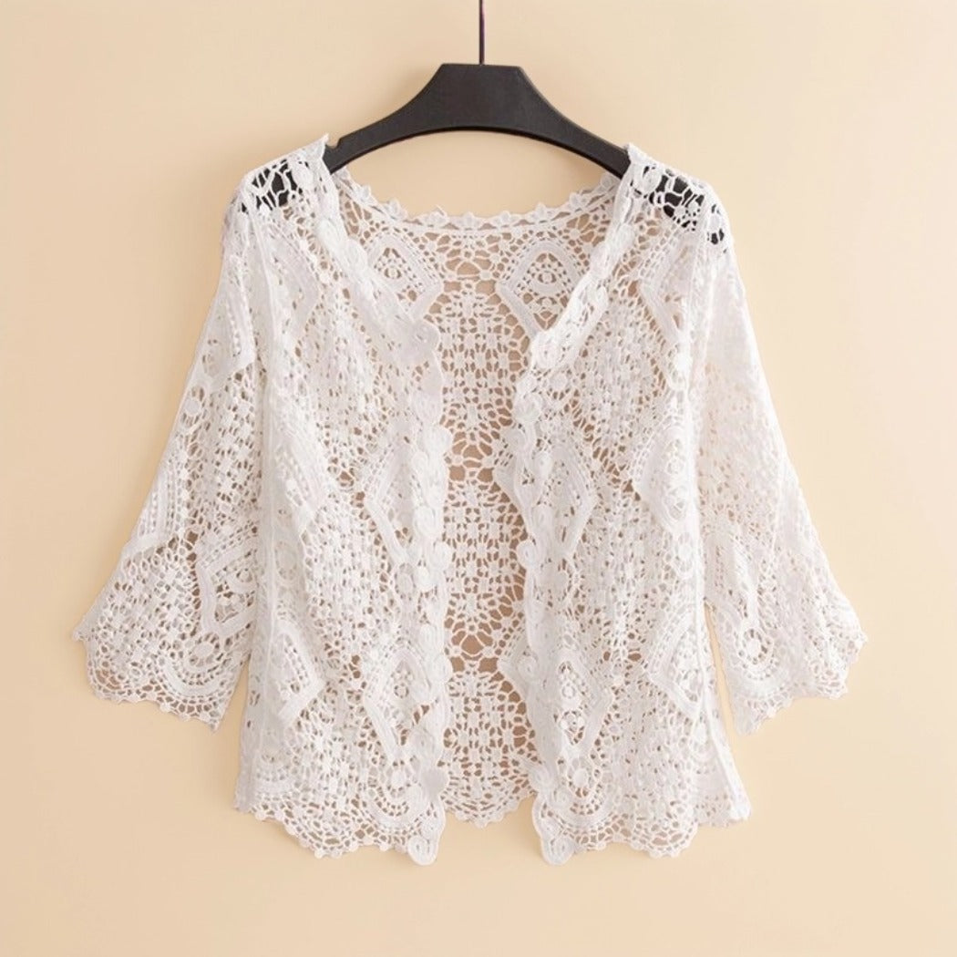 Crosa - Sheer Crochet Cardigan - Ethereal Summer Cover-Up