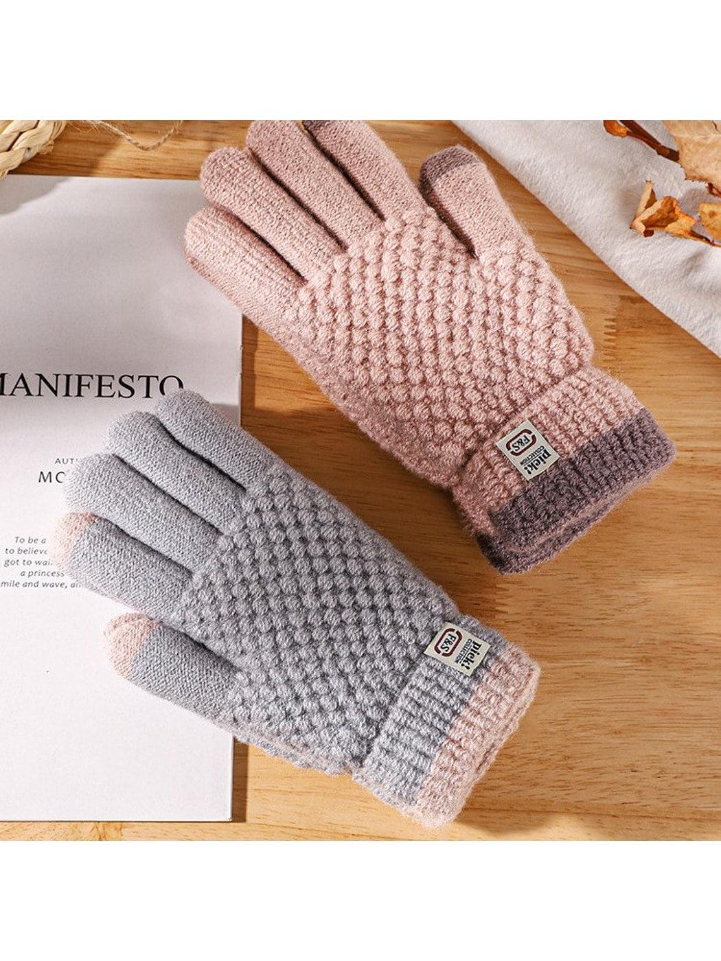 Gloving - Textured Fingered Women's Winter Knit Gloves