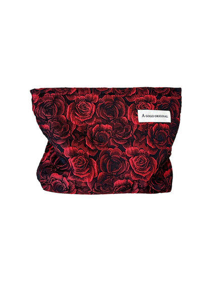 Cosbai - Rose Pattern Zipper Cosmetic Organizer Bag