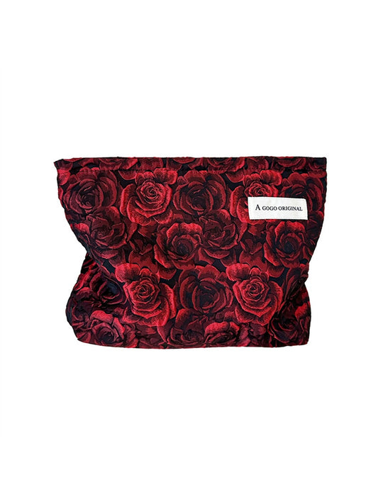 Cosbai - Rose Pattern Zipper Cosmetic Organizer Bag