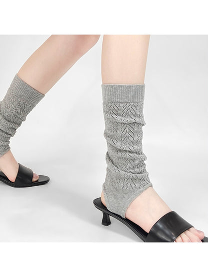 Cozyra - Solid Openwork Stirrup Leg Warmers