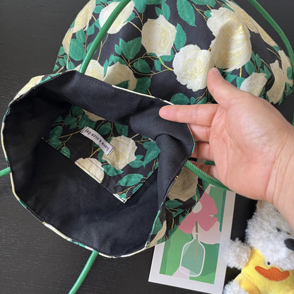 Rose Print Shoulder Tote Bag detail view
