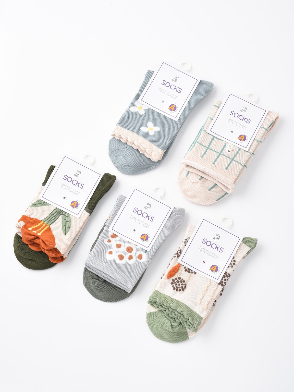 Rufia - Floral Lace Trim Mid-Calf Socks