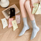 Rufia - Floral Embroidered Ruffled Mid-Calf Socks