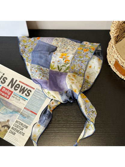Scarvii - Retro Floral Patchwork Triangle Bandana