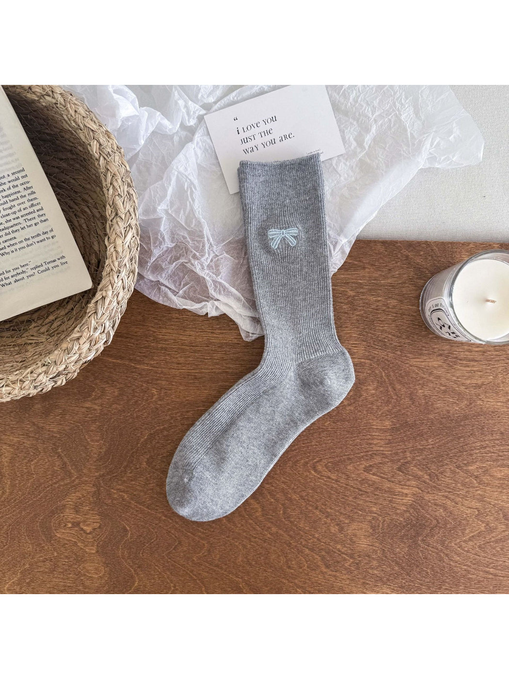 Rufia - Delicate Bow Detail Turn-Down Crew Socks