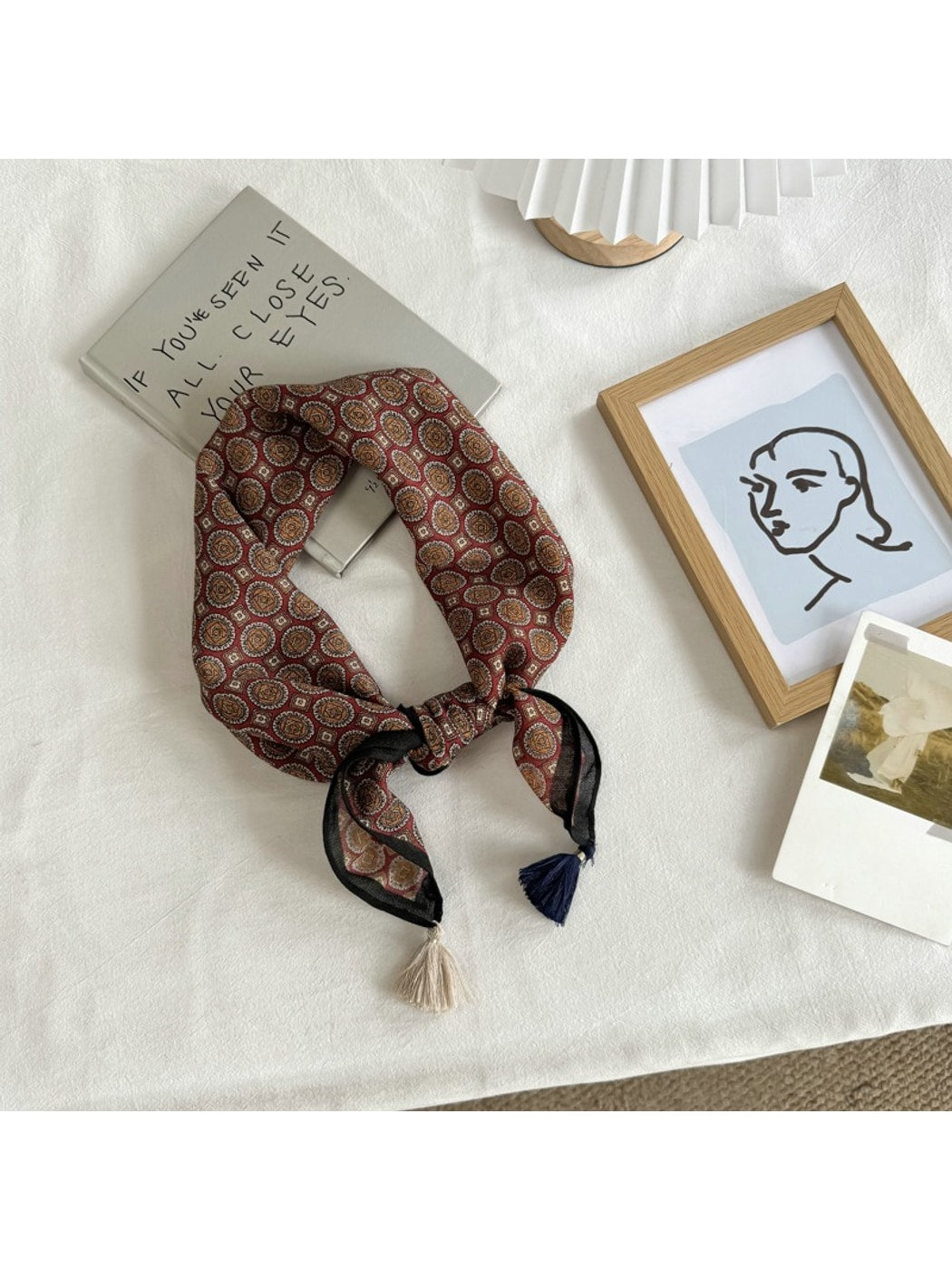 Scarvii - Polka Dot and Geometric Print Square Scarf