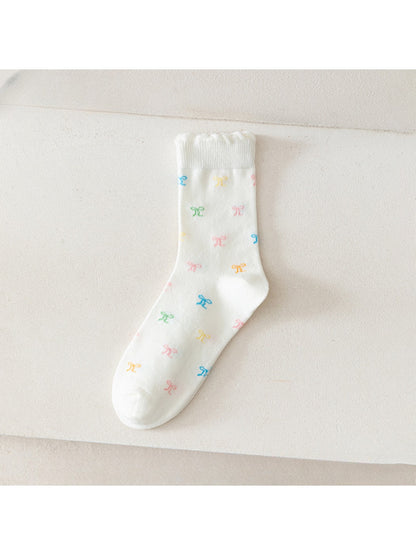 Rufia - Cute Pastel Print Scalloped Crew Socks
