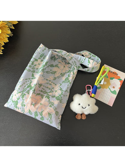 Top view of Cosbai Soft Botanical Shopper Bag with open and