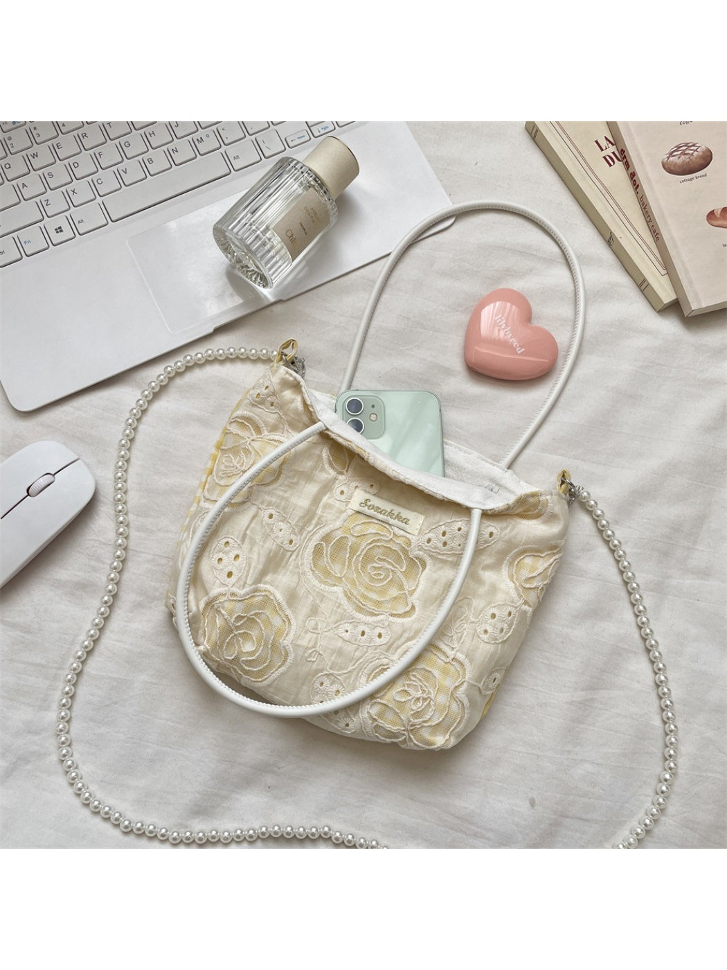 Cosbai - Embroidered Floral Mini Crossbody Bag