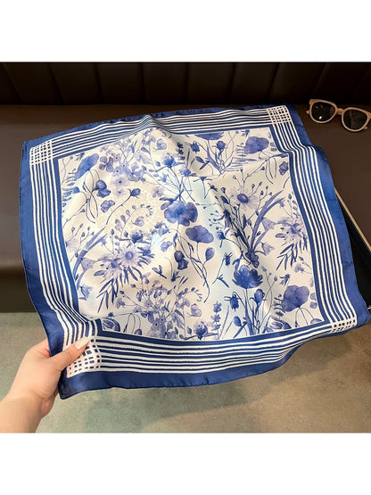 Scarvii - Fresh Floral Pattern Fashion Square Scarf