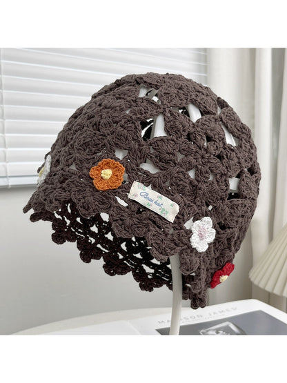 Haila - Openwork Round Crown Brimless Knit Beanie