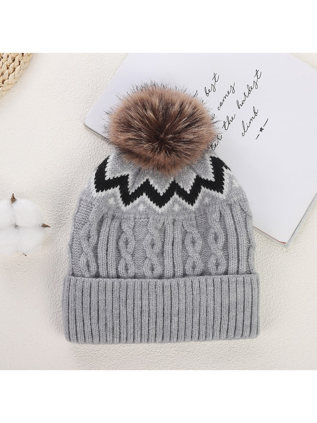 Haila - Winter Thick Knitted Beanie with Pom