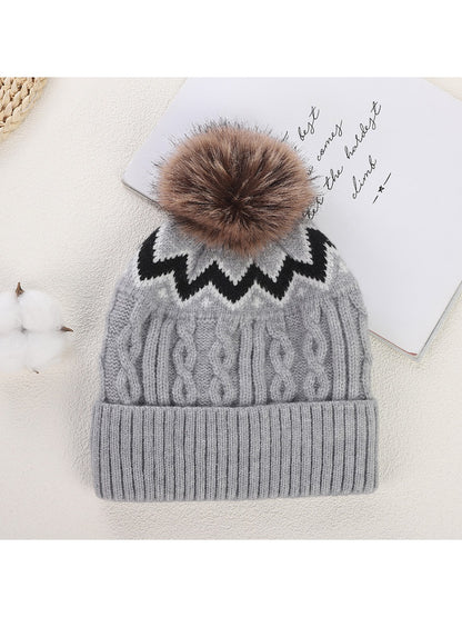 Haila - Winter Thick Knitted Beanie with Pom