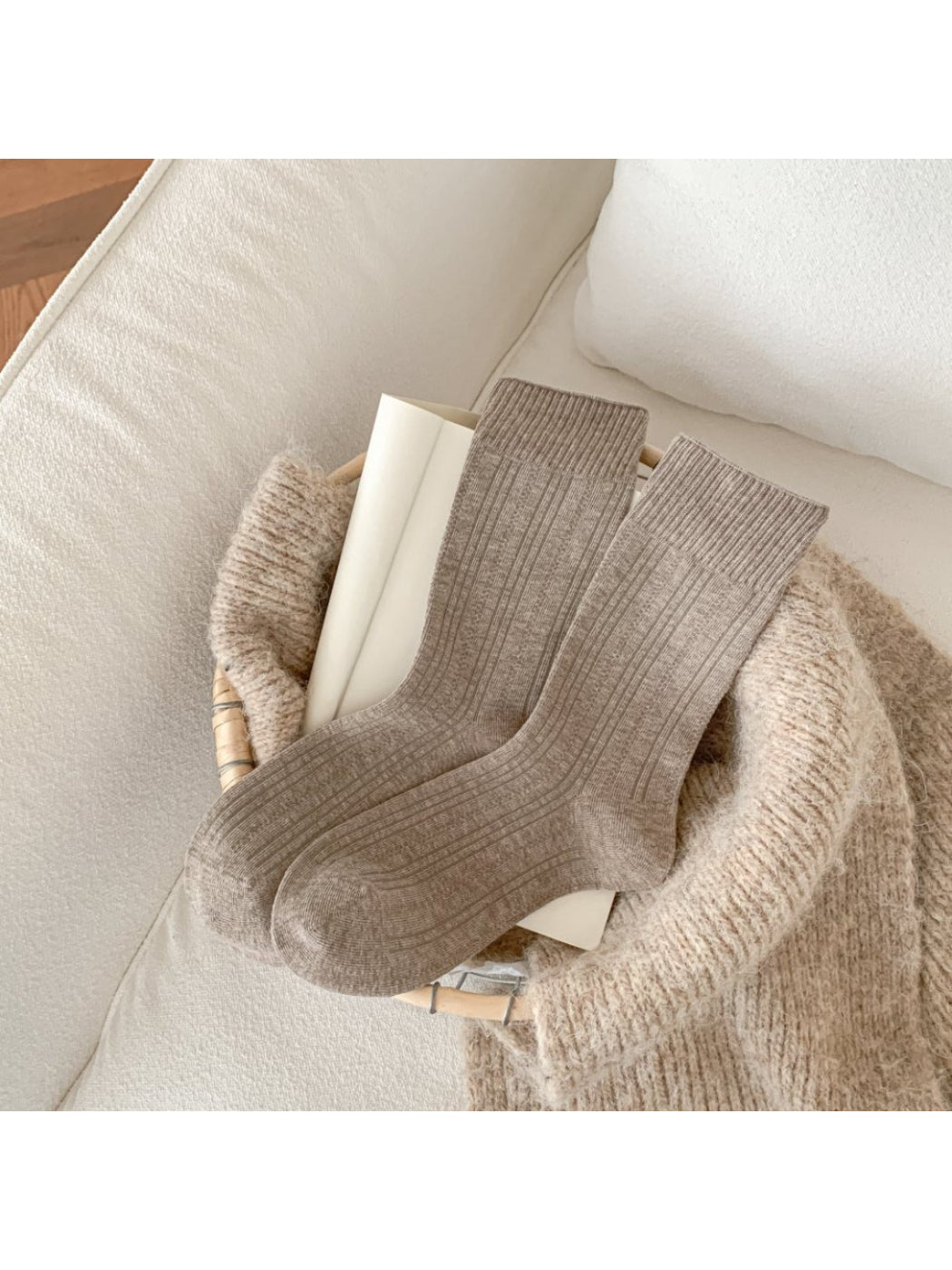 Rufia - Solid Ribbed Everyday Crew Socks