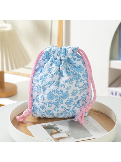 Cosbai - Quilted Floral Drawstring Pouch