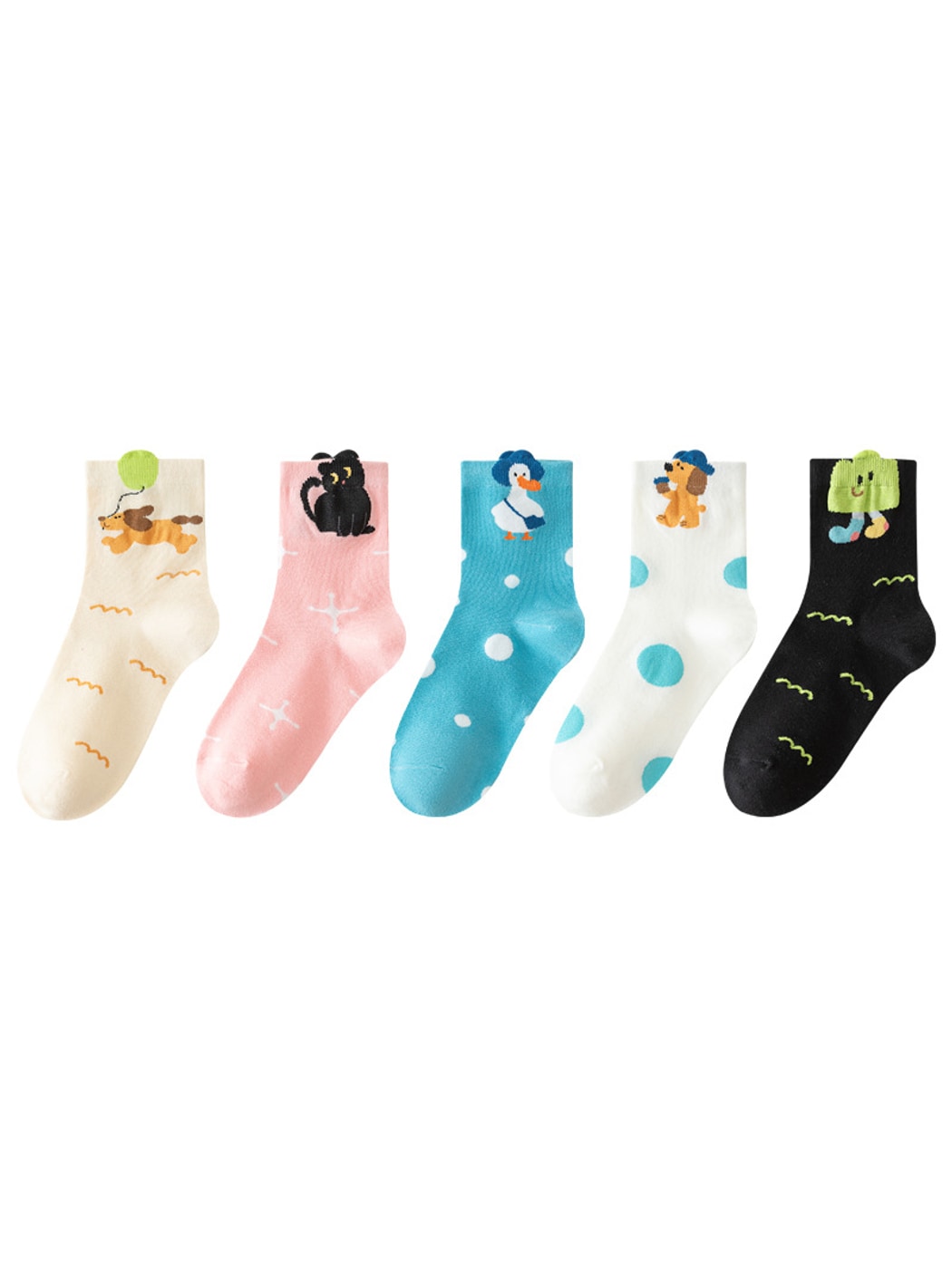 Rufia - Playful Animal Pattern Casual Crew Socks