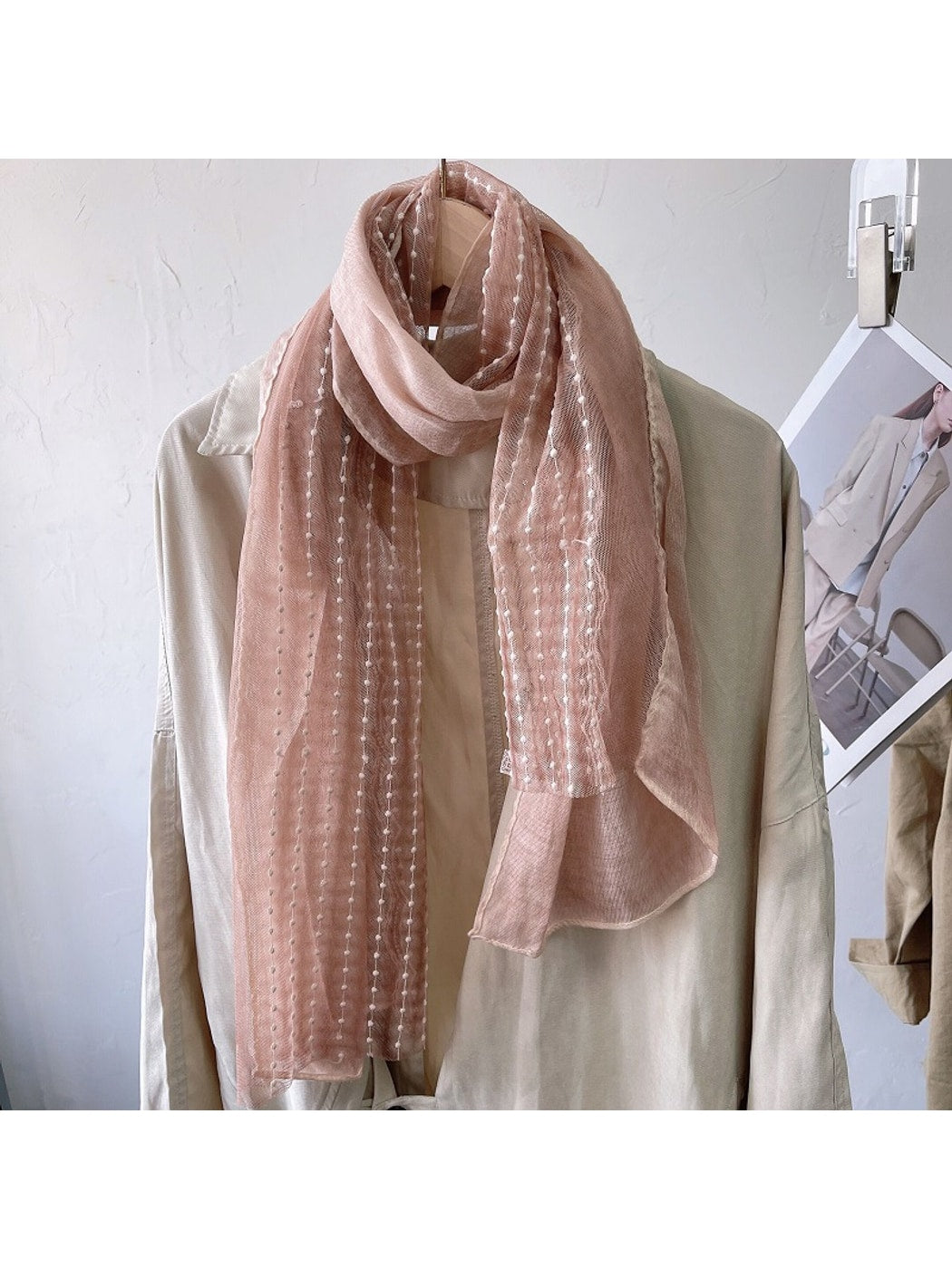 Scarvii - Textured Embroidery Long Fashion Scarf