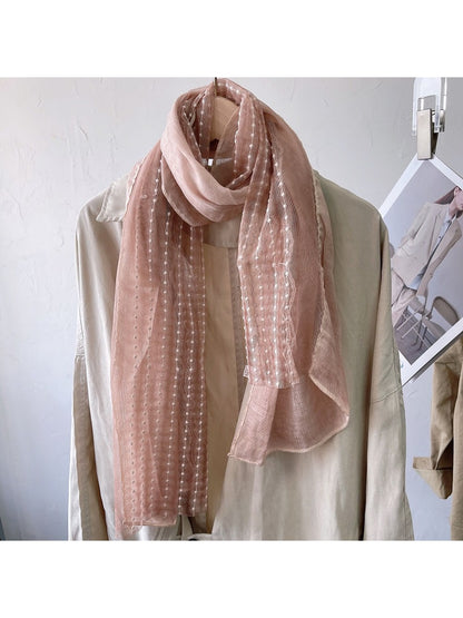 Scarvii - Textured Embroidery Long Fashion Scarf