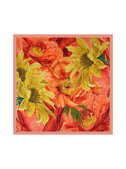 Scarvii - Bold Floral Print Square Scarf