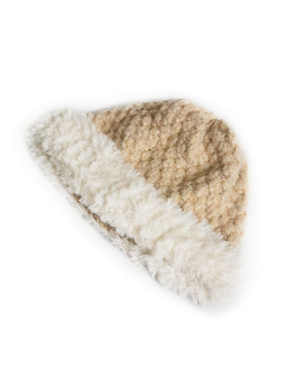 Haila - Cozy Fuzzy Trim Textured Knit Beanie