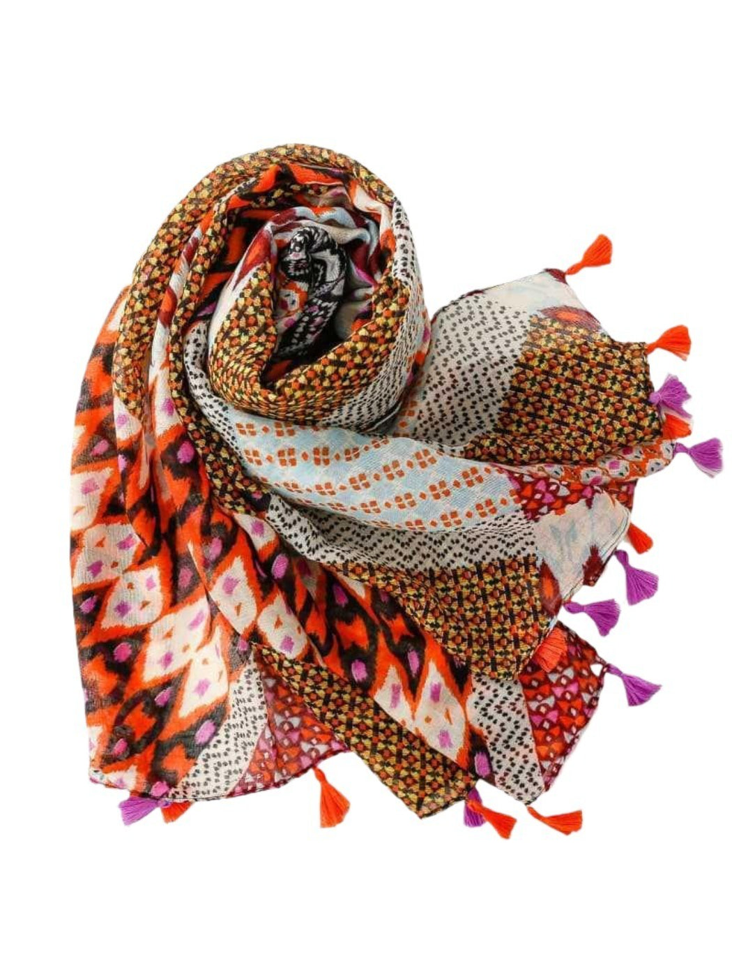 Scarvii - Graphic Patchwork Pattern Soft Scarf