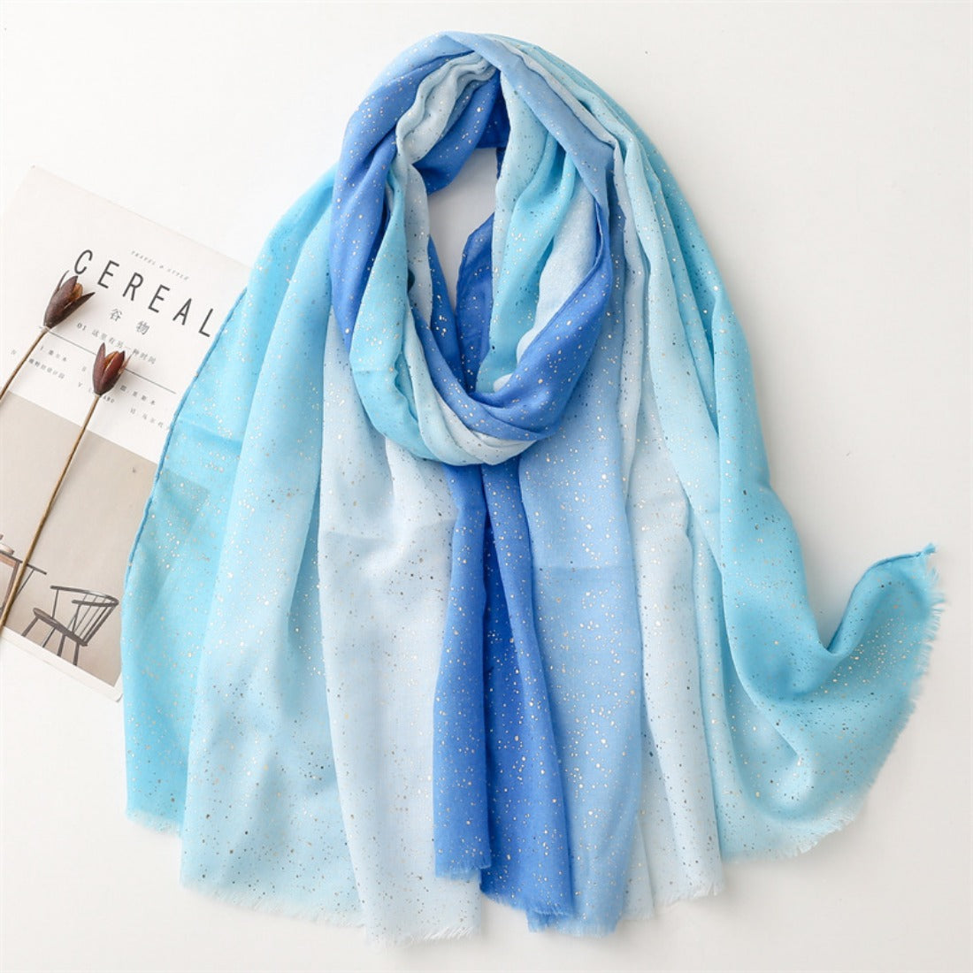 Scarvii - Color-Block Gradient Gold Dots Scarf