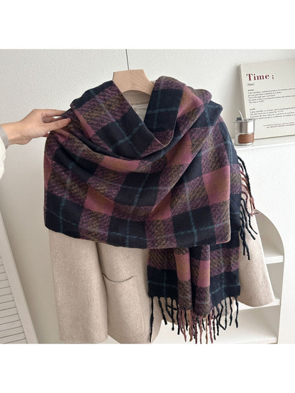 Scarvii - Double-Sided Plaid Fringed Winter Scarf