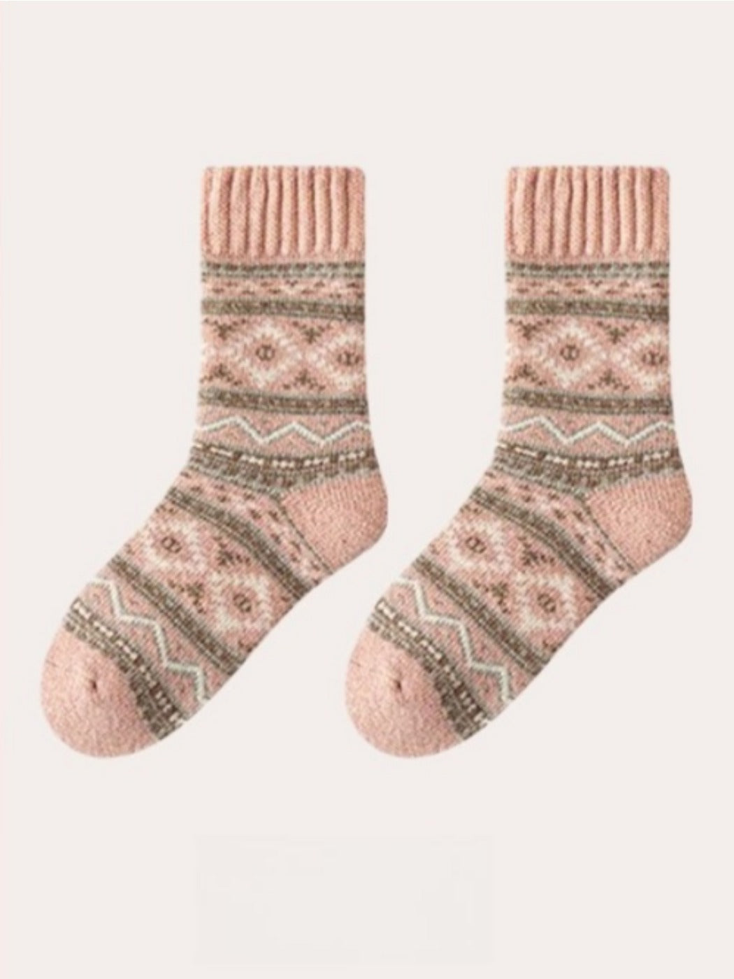 Rufia - Thick Bohemian Pattern Mid-Calf Socks - Soft & Warm