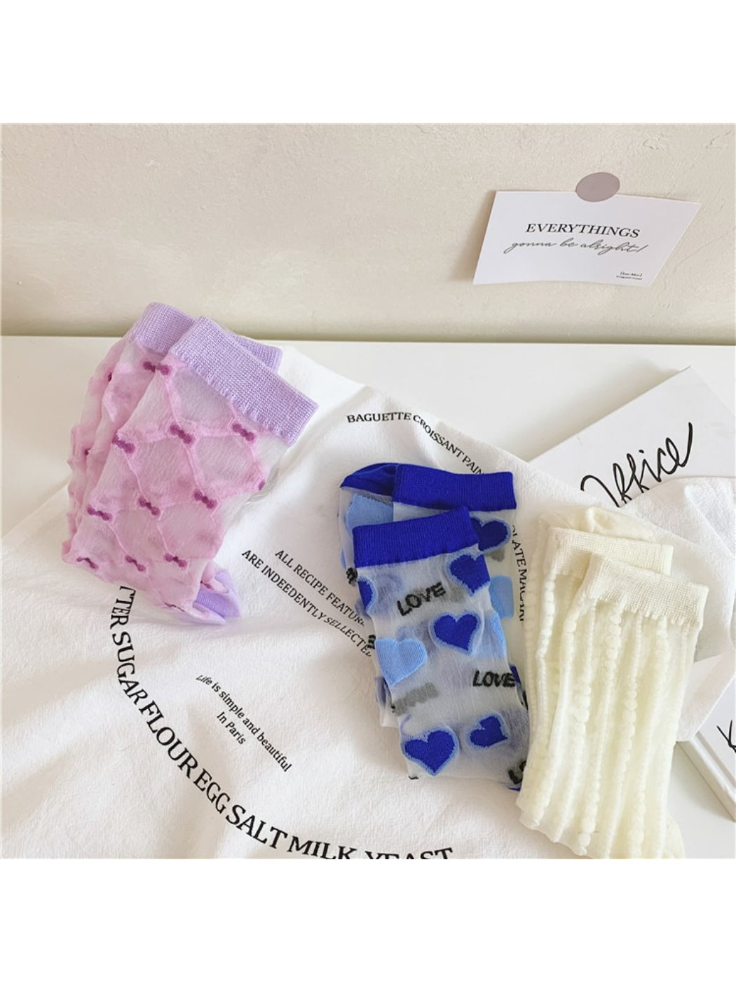 Rufia - Heart Pattern Sheer Socks
