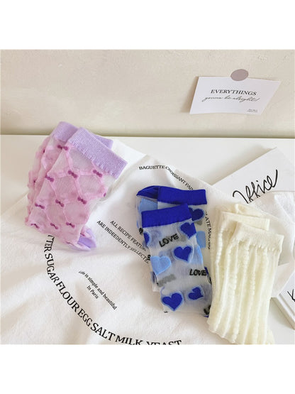 Rufia - Heart Pattern Sheer Socks