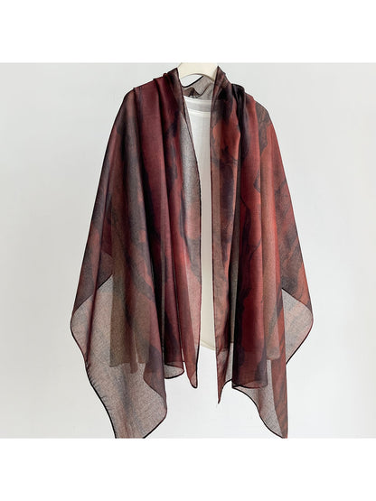 Scarvii - Simple Plant Print Fashion Summer Wrap Scarf