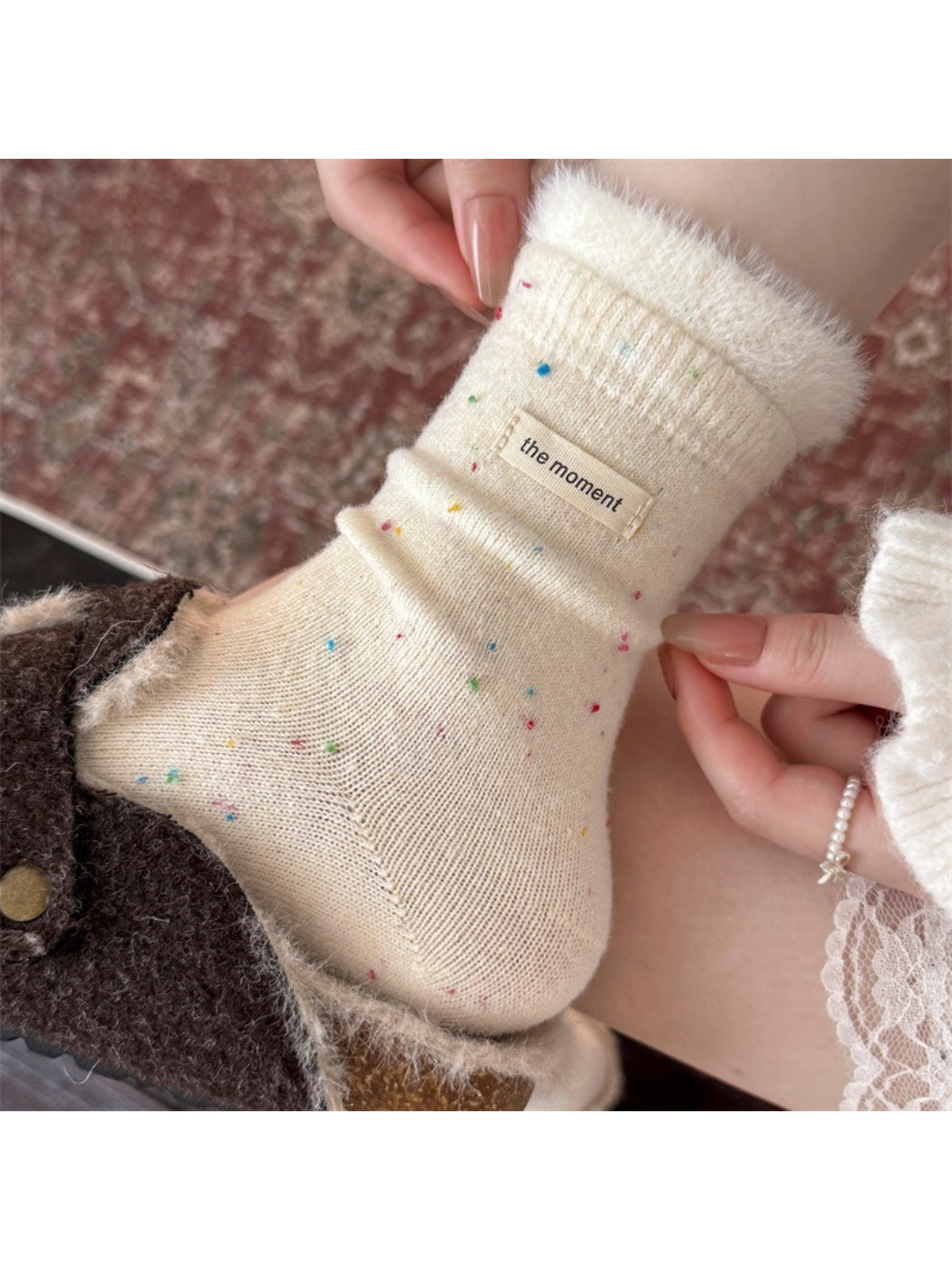 Rufia - Soft Speckled Ruffle Cuff Crew Socks product image 2