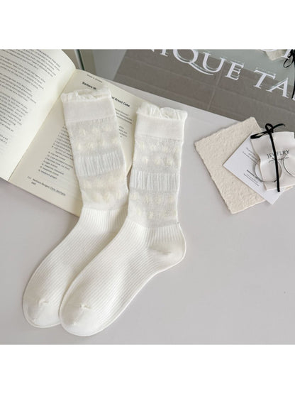 Rufia - Dot Texture Ruffle Cuff Crew Socks product image 9