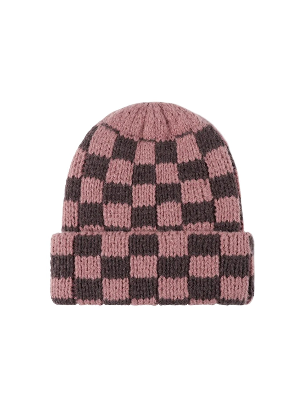 Haila - Checkerboard Knit Cuffed Beanie
