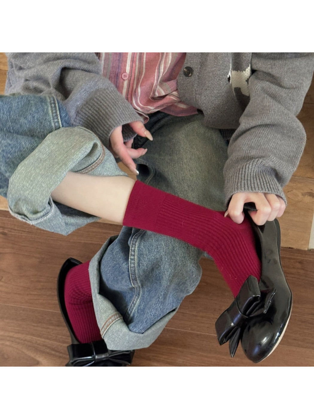Rufia - Solid Ribbed Everyday Crew Socks