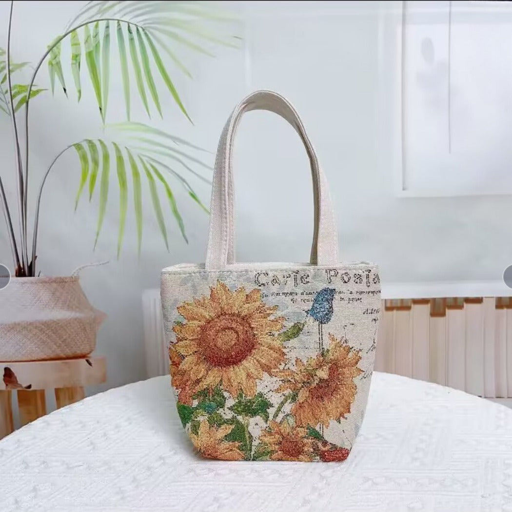 Cosbai - Sunflower and Butterfly Tote Bag - Durable