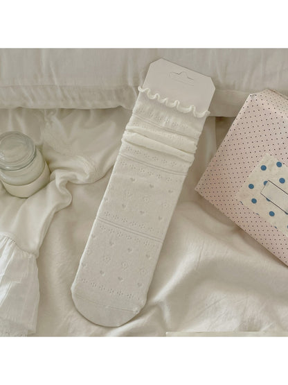 Rufia - Ruffle Cuff Hollow-Out Socks