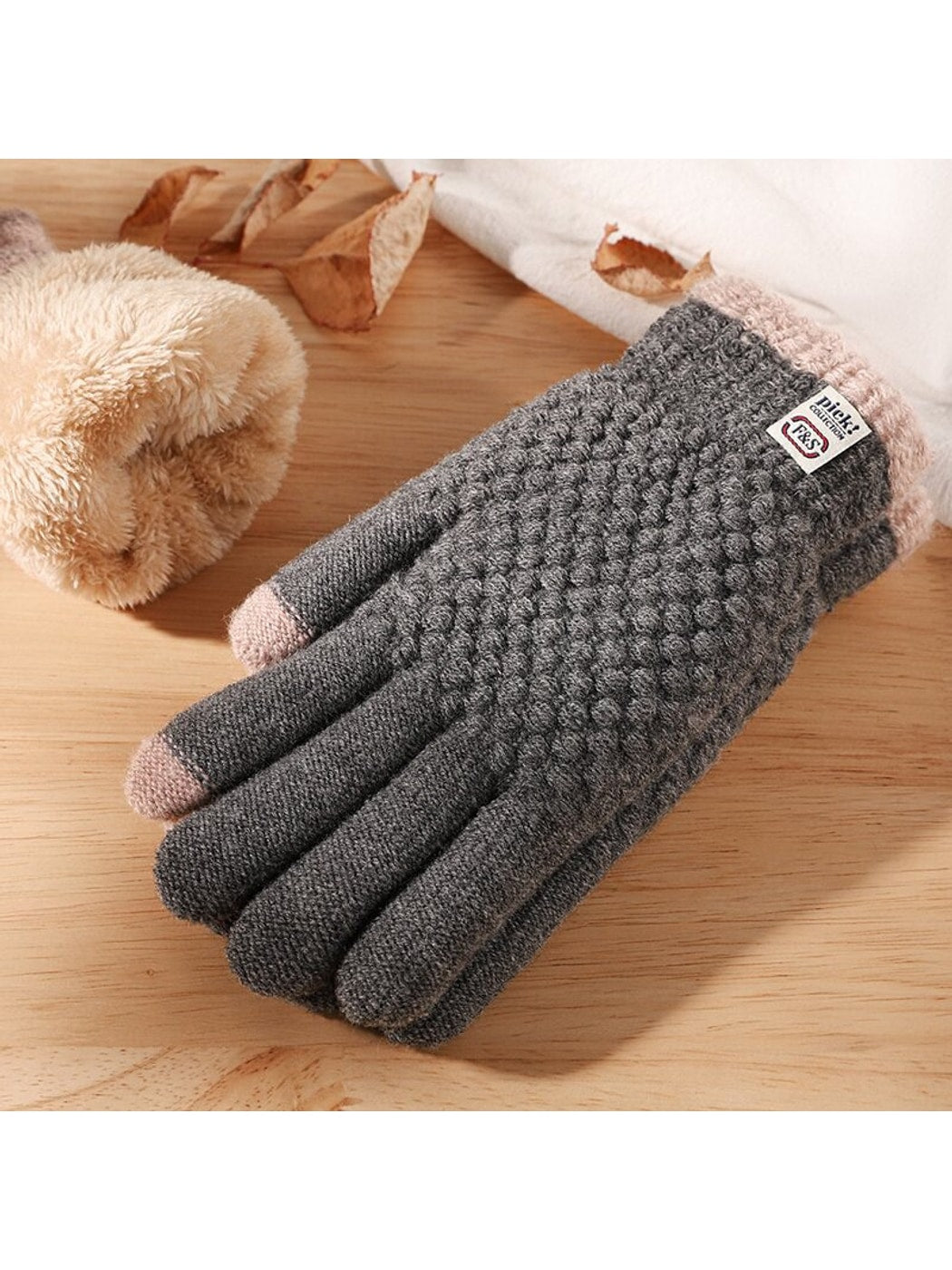 Gloving - Textured Fingered Women's Winter Knit Gloves