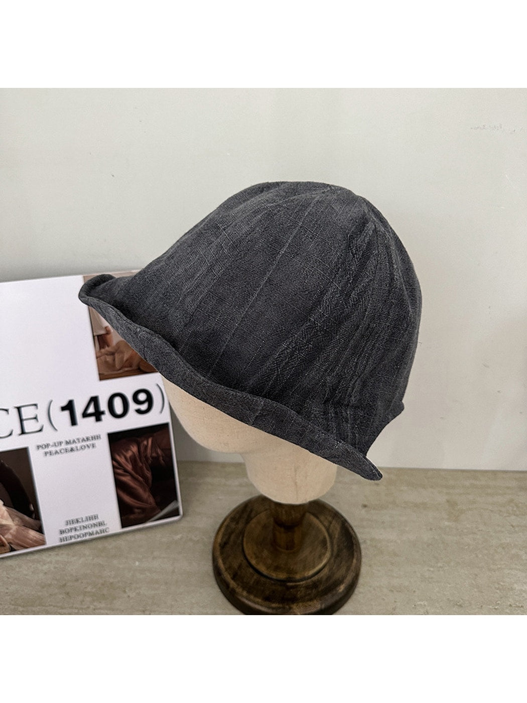 Haila - Solid Color Short Brim Round Crown Bucket Hat