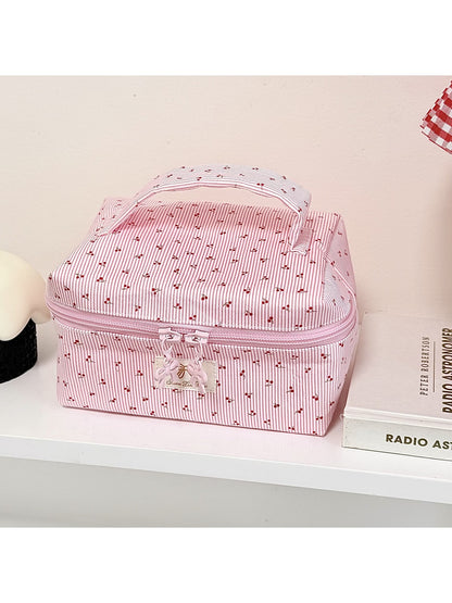 Cosbai - Sweet Pink Floral Printed Cosmetic Organizer Bag