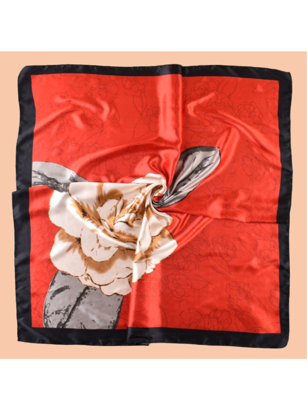Scarvii - Square Scarf with Elegant Camellia Print