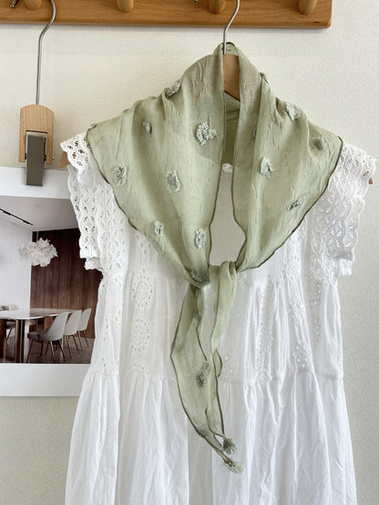 Scarvii - Pom Pom Sheer Triangle Scarf