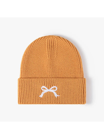 Haila - Bow Embroidered Cuffed Knit Beanie