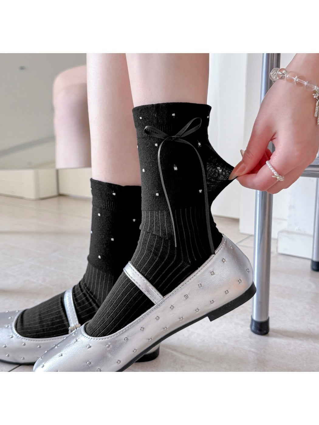 Rufia - Bow Polka Dot Crew Socks