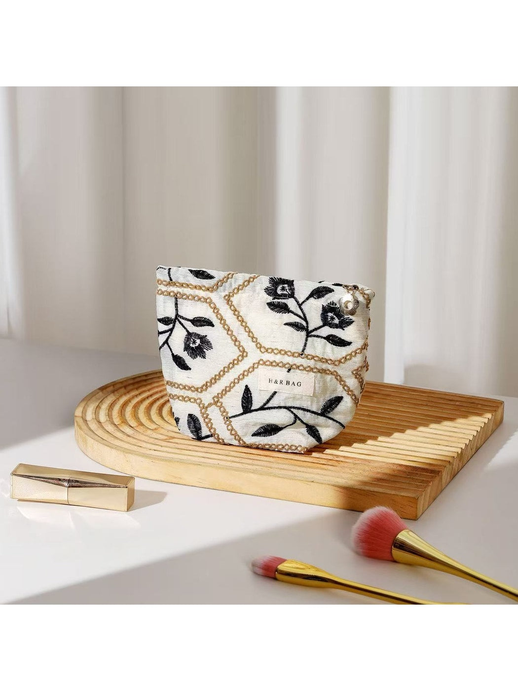 Cosbai Women s Floral Print Handheld Cosmetic Bag product image
