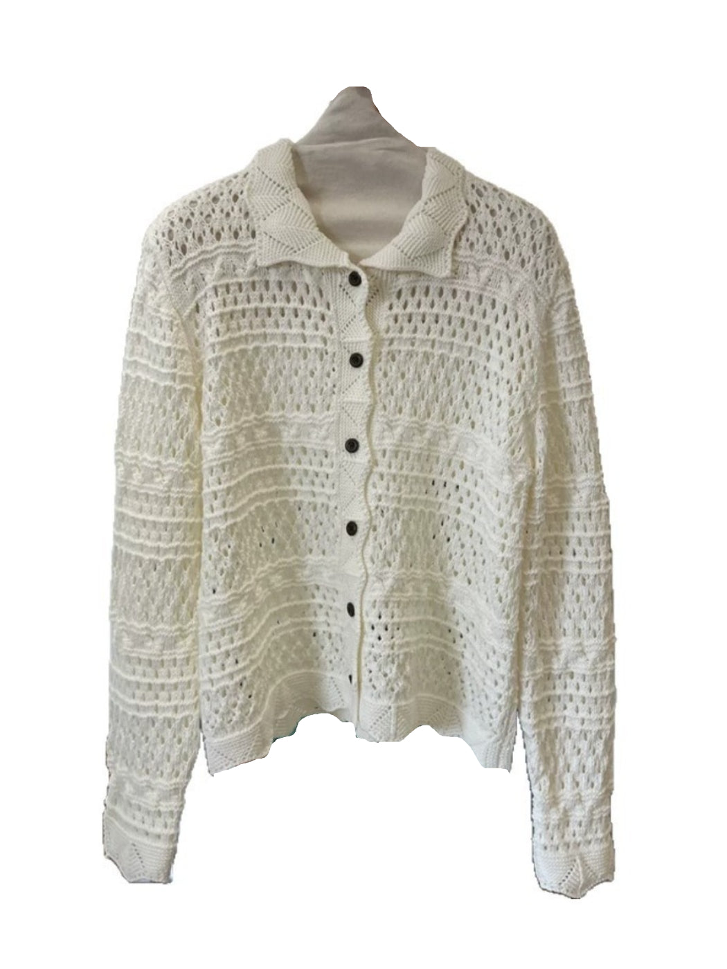 Crosa - Women S Fall Winter Edging Open Knit Cardigan