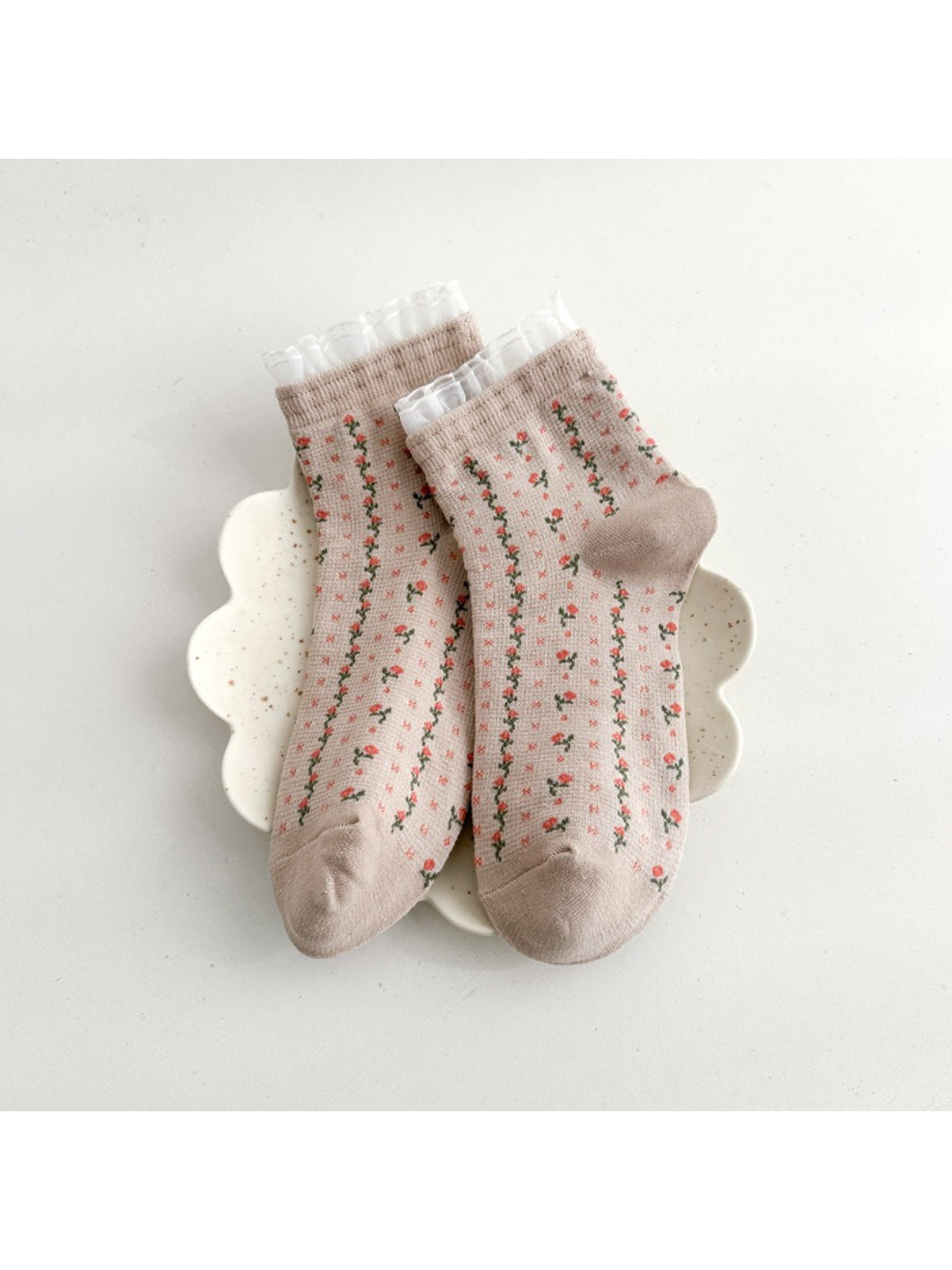 Rufia - Lace Stripe Floral Mid-Calf Socks product image 5