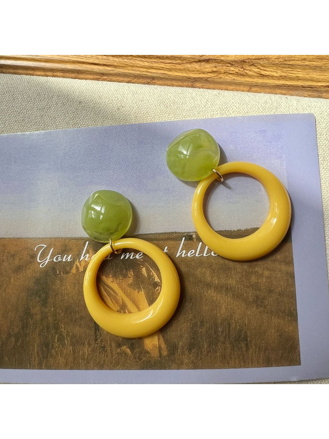 Earwish - Colorblock Circle Drop Earrings