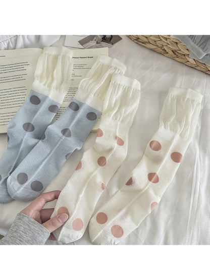 Rufia - Colorblock Polka Dot Casual Crew Socks